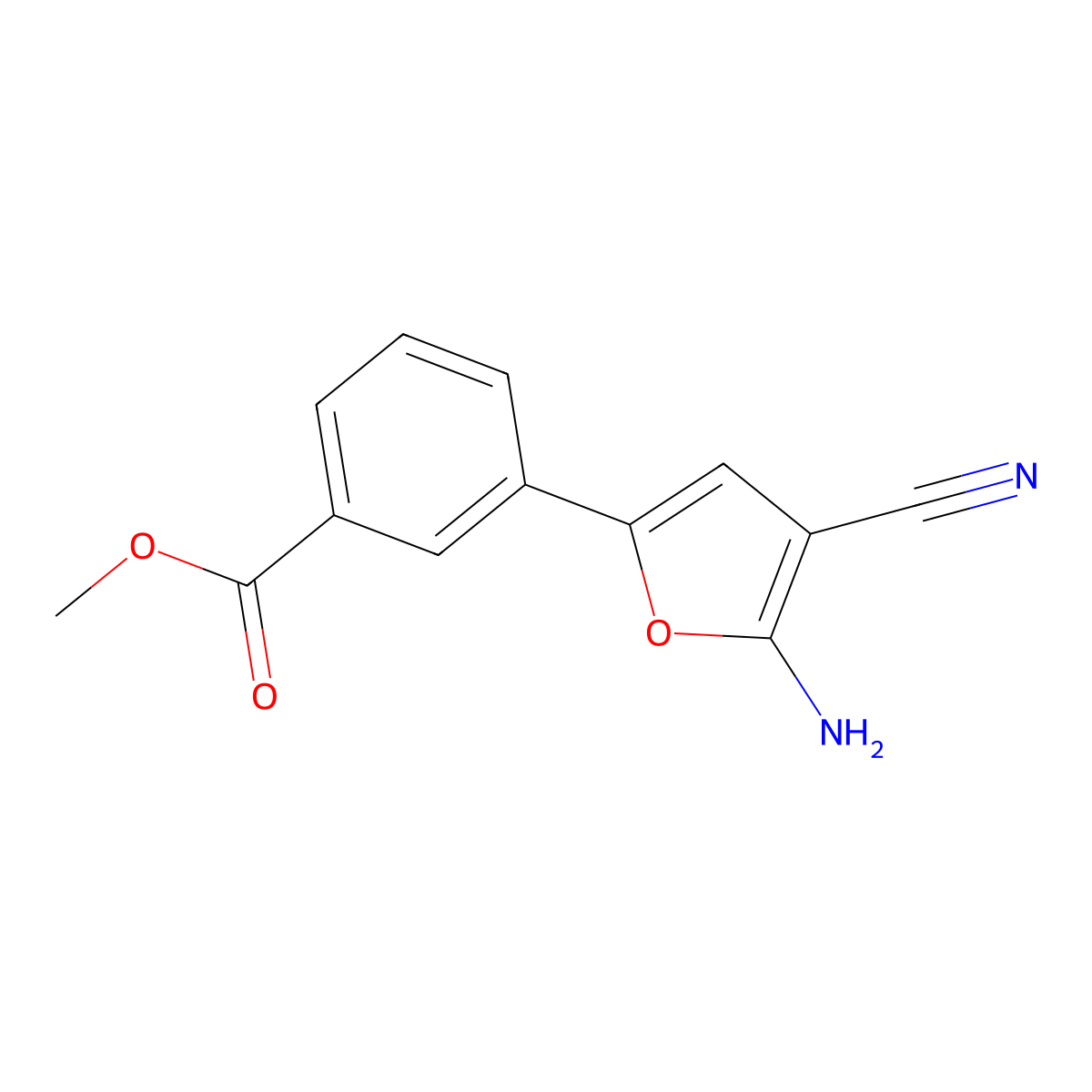 Methyl 3-(5-amino-4-cyanofuran-2-yl)benzoate molecular structure, CAS 1261269-02-6