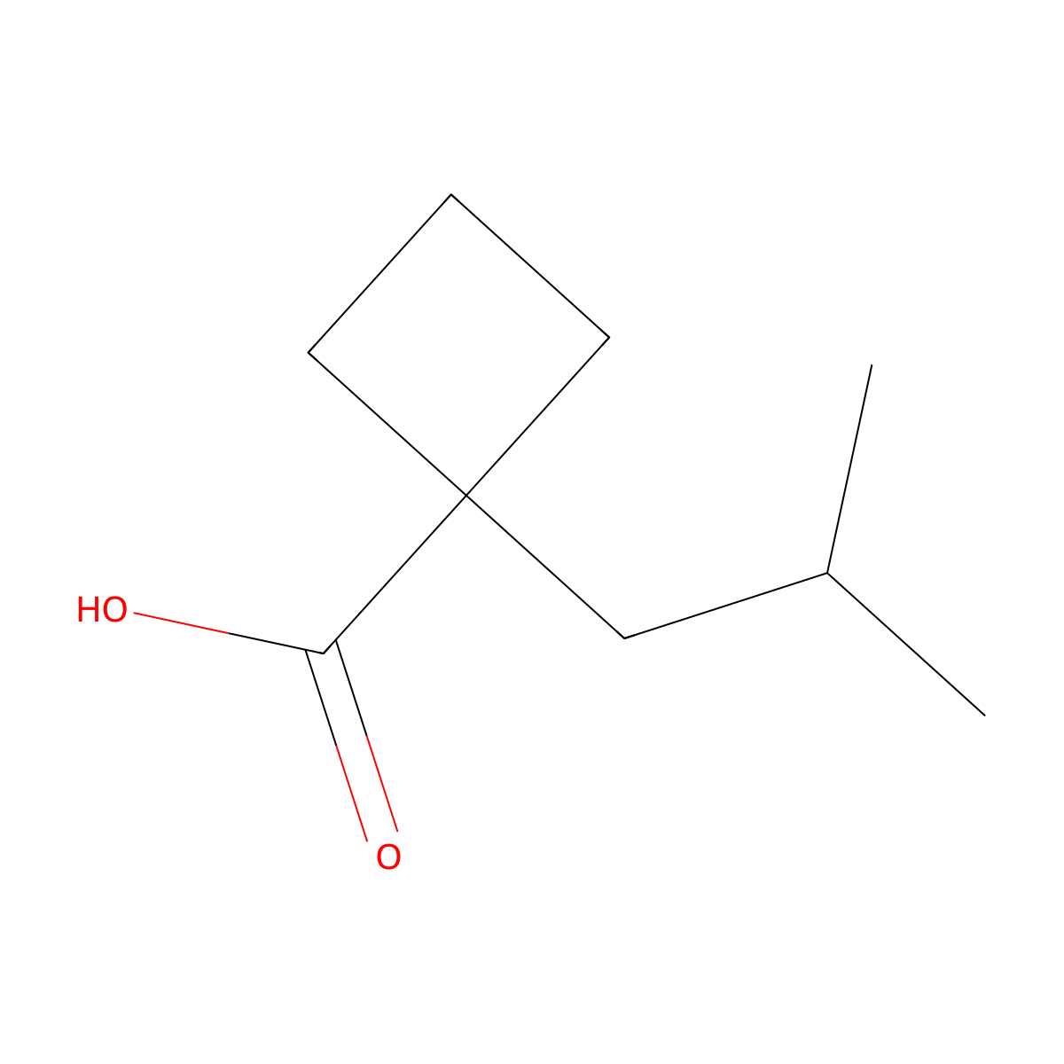 1-(2-Methylpropyl)cyclobutane-1-carboxylic acid molecular structure, CAS 1261269-34-4