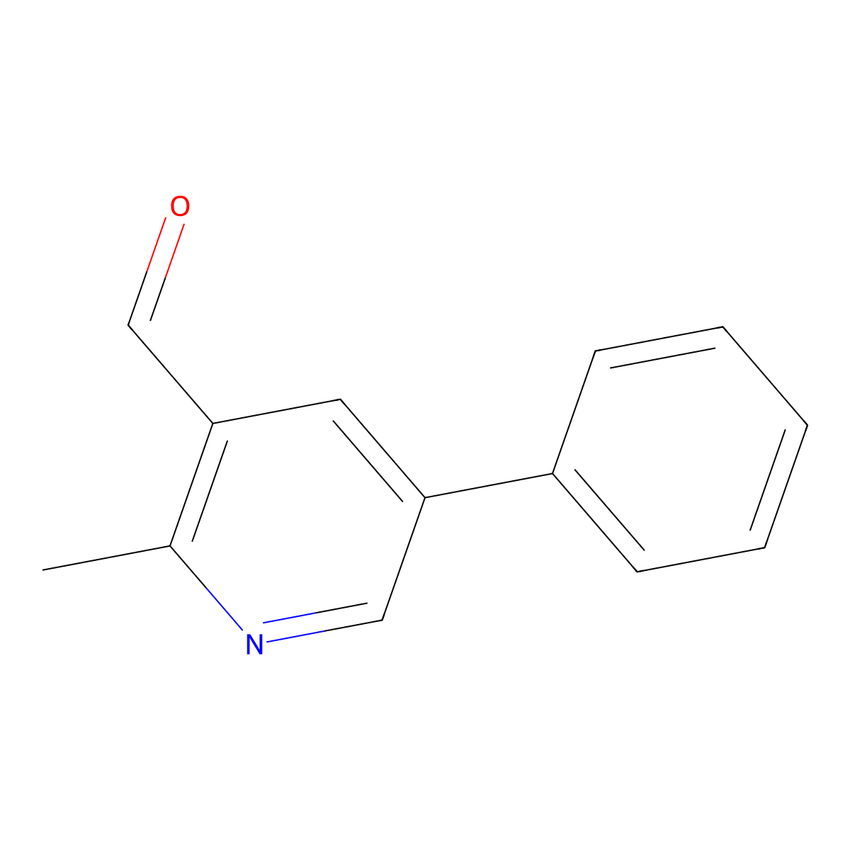 3-Pyridinecarboxaldehyde, 2-methyl-5-phenyl- molecular structure, CAS 1261269-65-1
