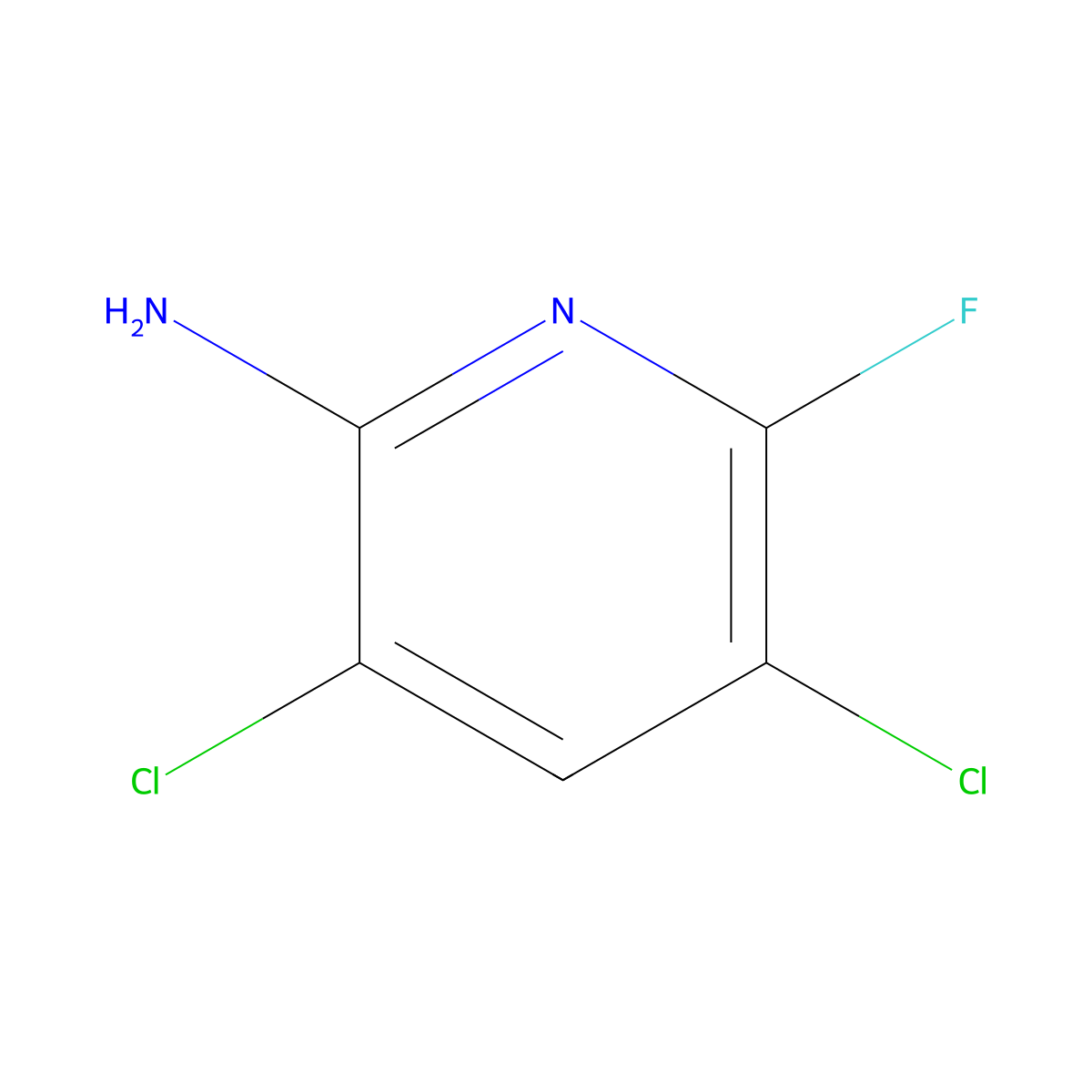 3,5-Dichloro-6-fluoropyridin-2-amine molecular structure, CAS 1261269-88-8