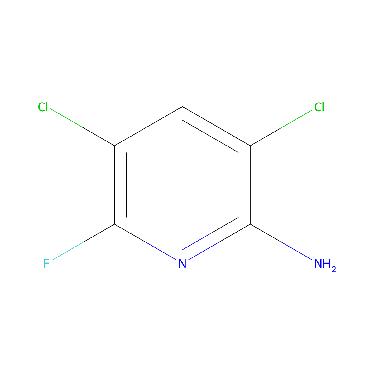3,5-Dichloro-6-fluoropyridin-2-amine molecular structure, CAS 1261269-88-8