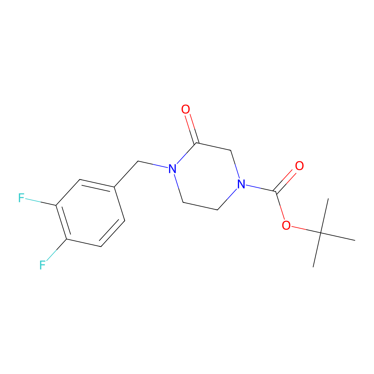 Tert-butyl 4-[(3,4-difluorophenyl)methyl]-3-oxopiperazine-1-carboxylate molecular structure, CAS 1261279-35-9