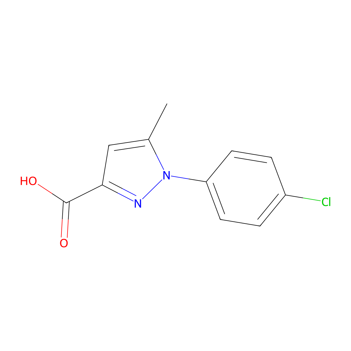 1-(4-Chlorophenyl)-5-methyl-1H-pyrazole-3-carboxylic acid molecular structure, CAS 126129-22-4