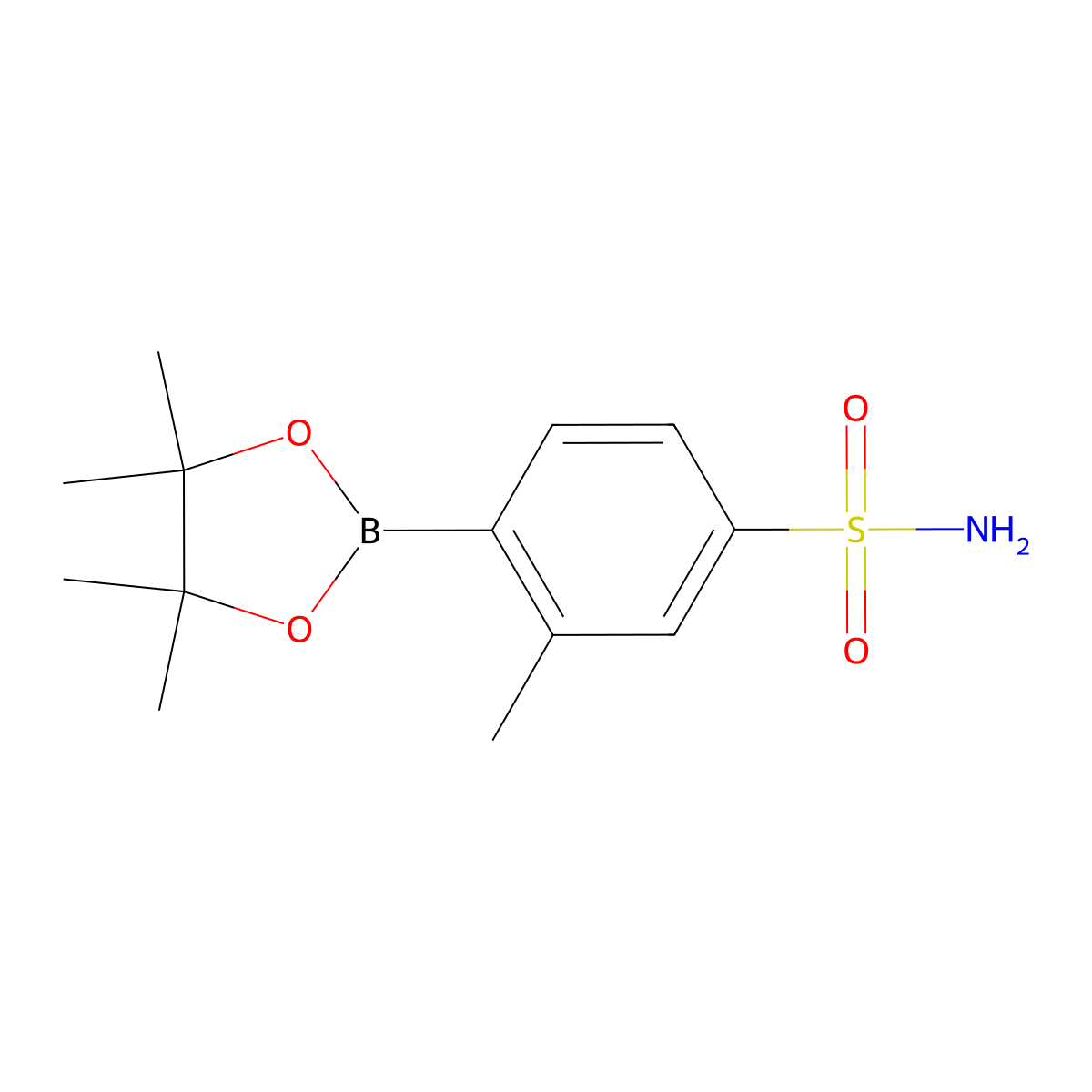 3-Methyl-4-(4,4,5,5-tetramethyl-1,3,2-dioxaborolan-2-yl)benzenesulfonamide molecular structure, CAS 1261295-07-1