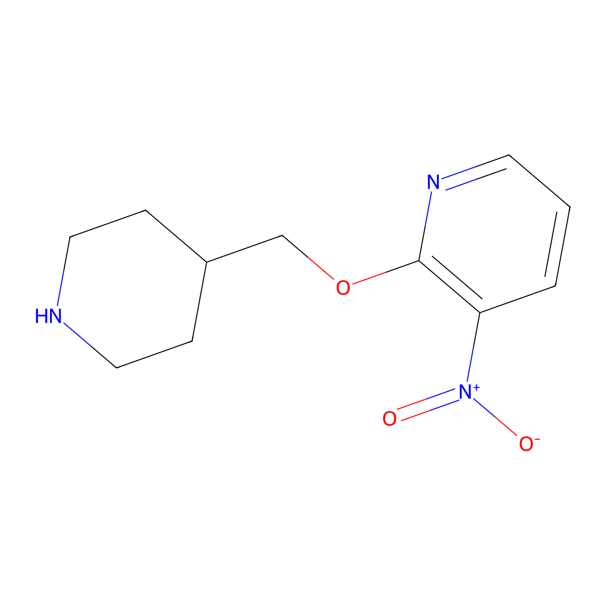 3-Nitro-2-(piperidin-4-ylmethoxy)-pyridine molecular structure, CAS 1261349-59-0