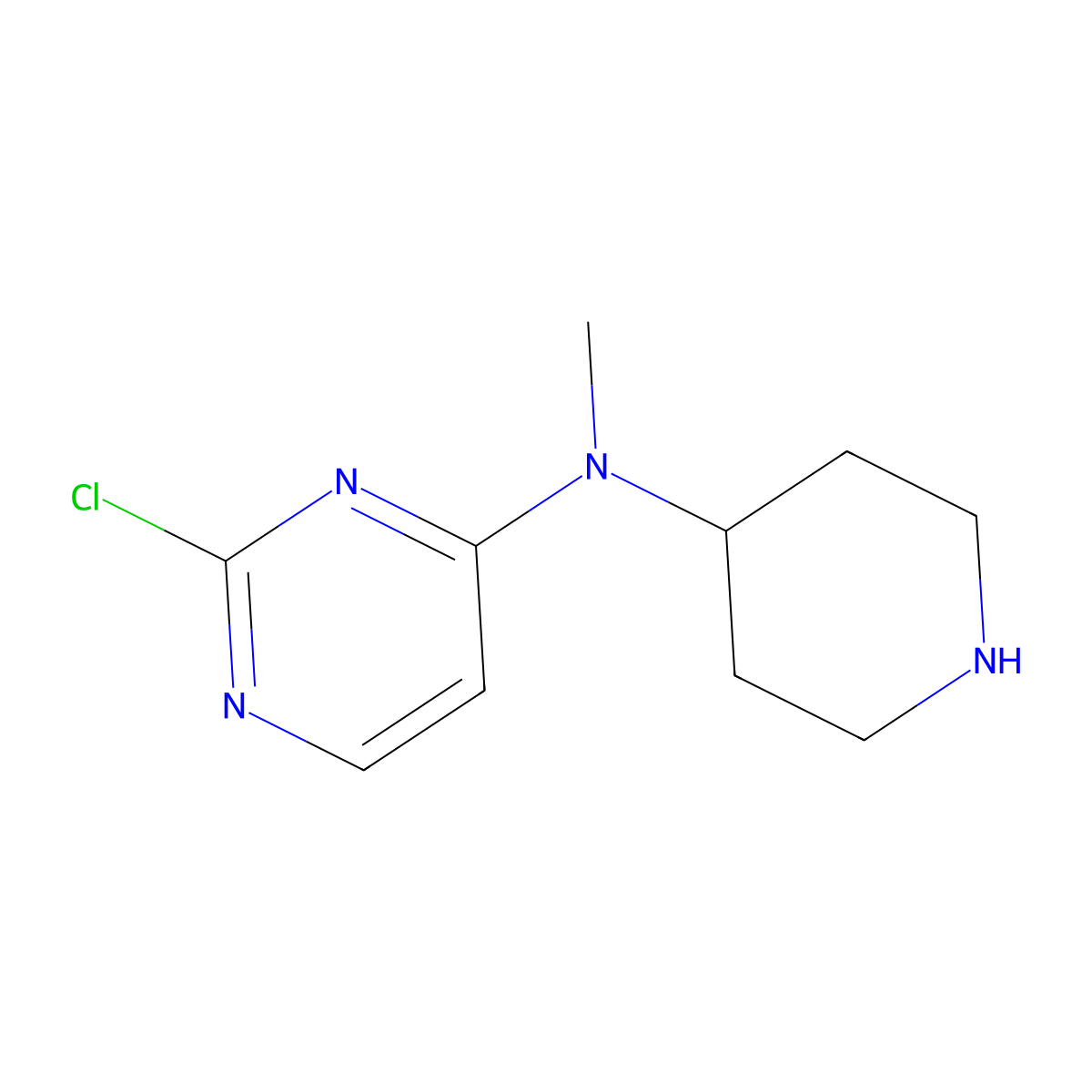 2-chloro-N-methyl-N-(piperidin-4-yl)pyrimidin-4-amine molecular structure, CAS 1261349-66-9