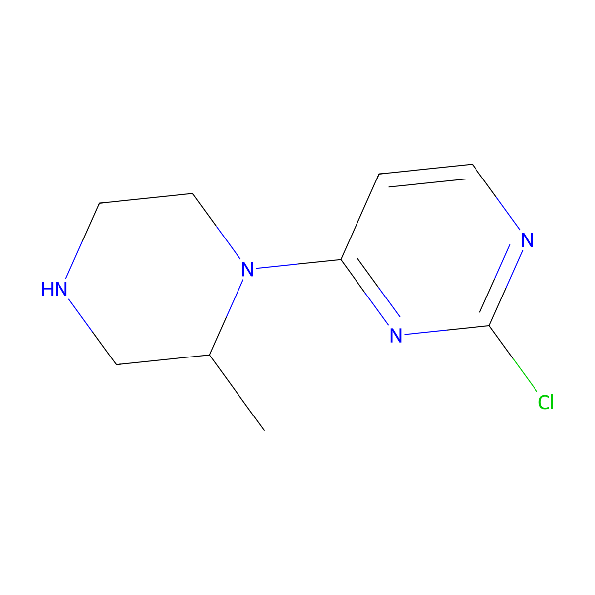 2-Chloro-4-(2-methylpiperazin-1-yl)pyrimidine molecular structure, CAS 1261350-37-1