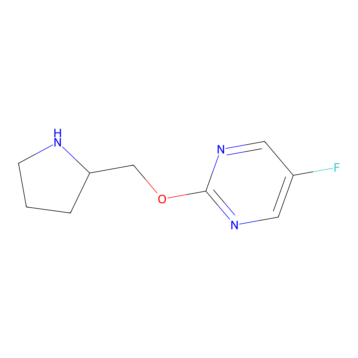 5-Fluoro-2-[(pyrrolidin-2-yl)methoxy]pyrimidine molecular structure, CAS 1261350-45-1