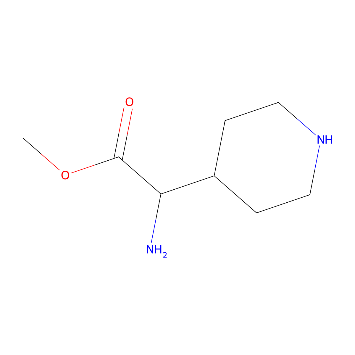 Methyl 2-amino-2-(piperidin-4-yl)acetate molecular structure, CAS 1261350-55-3