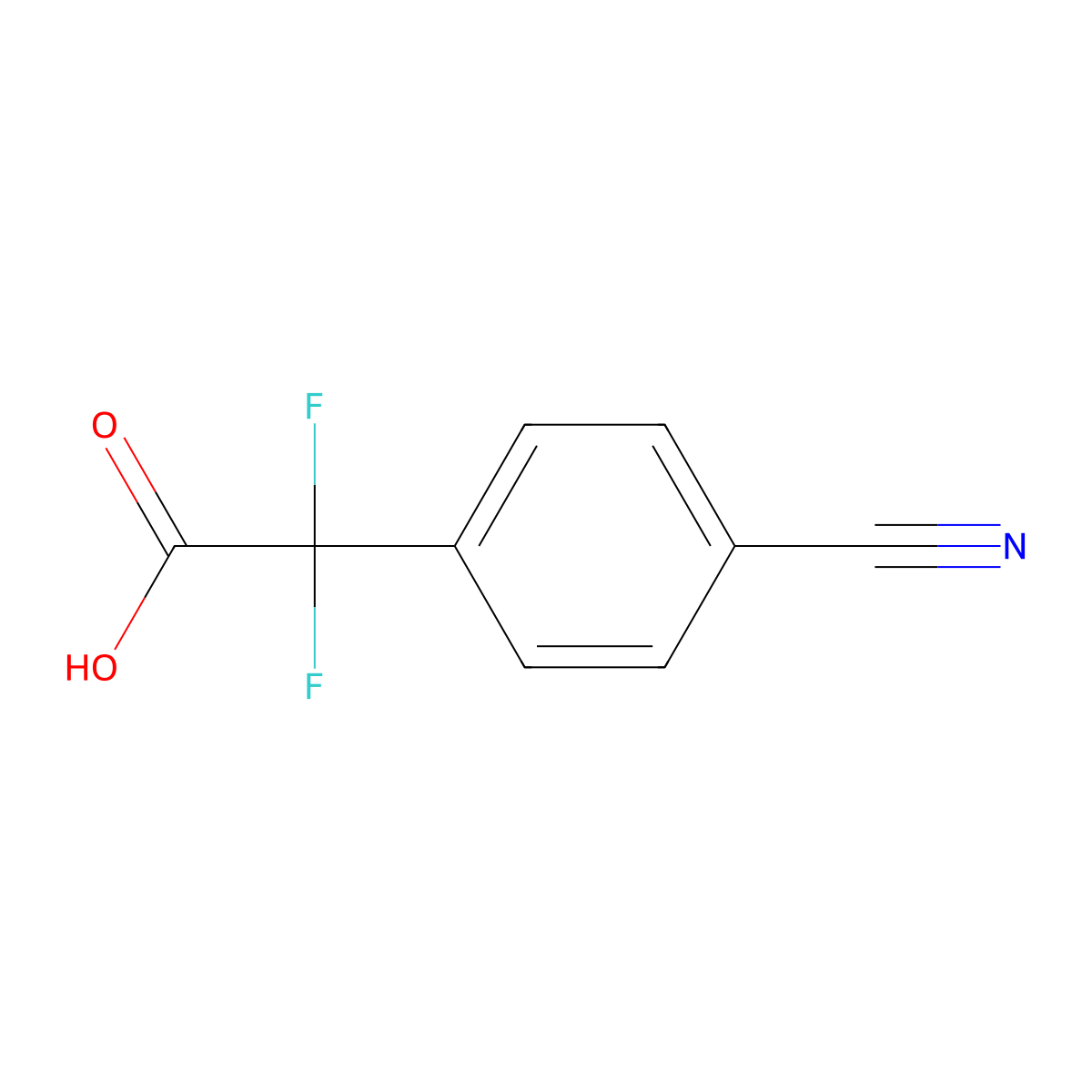 2-(4-Cyanophenyl)-2,2-difluoroacetic acid molecular structure, CAS 1261358-84-2