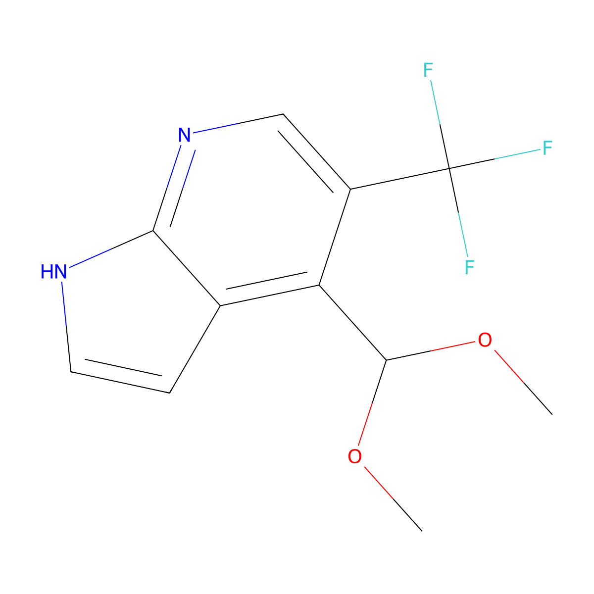 4-(Dimethoxymethyl)-5-(trifluoromethyl)-1H-pyrrolo[2,3-b]pyridine molecular structure, CAS 1261365-40-5