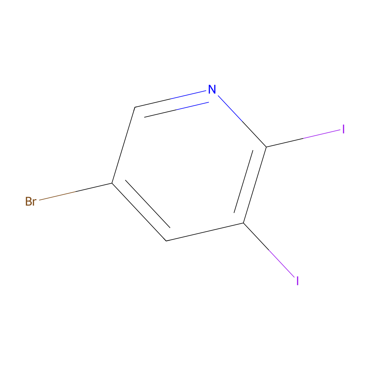 5-Bromo-2,3-diiodopyridine molecular structure, CAS 1261365-44-9