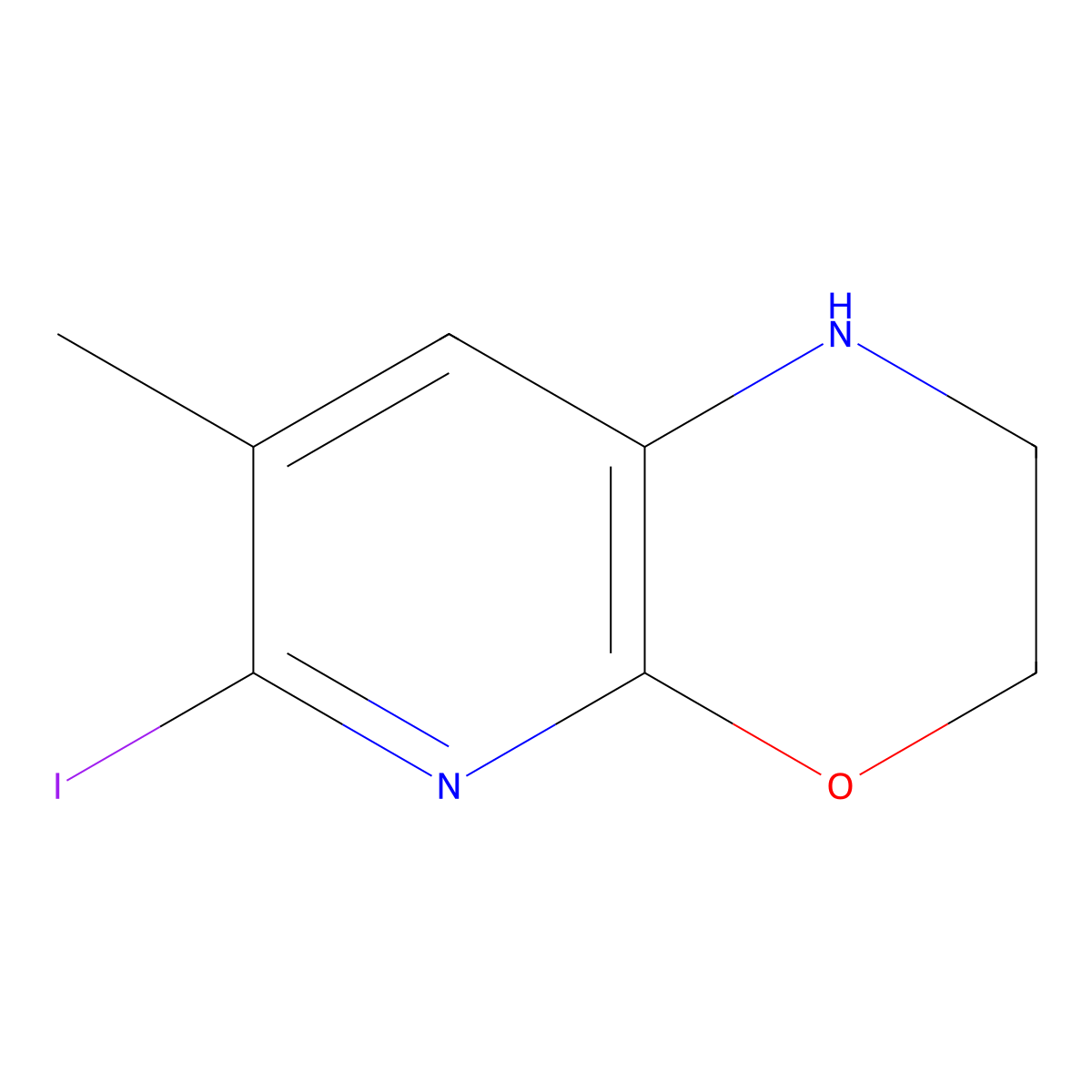 6-Iodo-7-methyl-2,3-dihydro-1H-pyrido[2,3-b][1,4]oxazine molecular structure, CAS 1261365-45-0