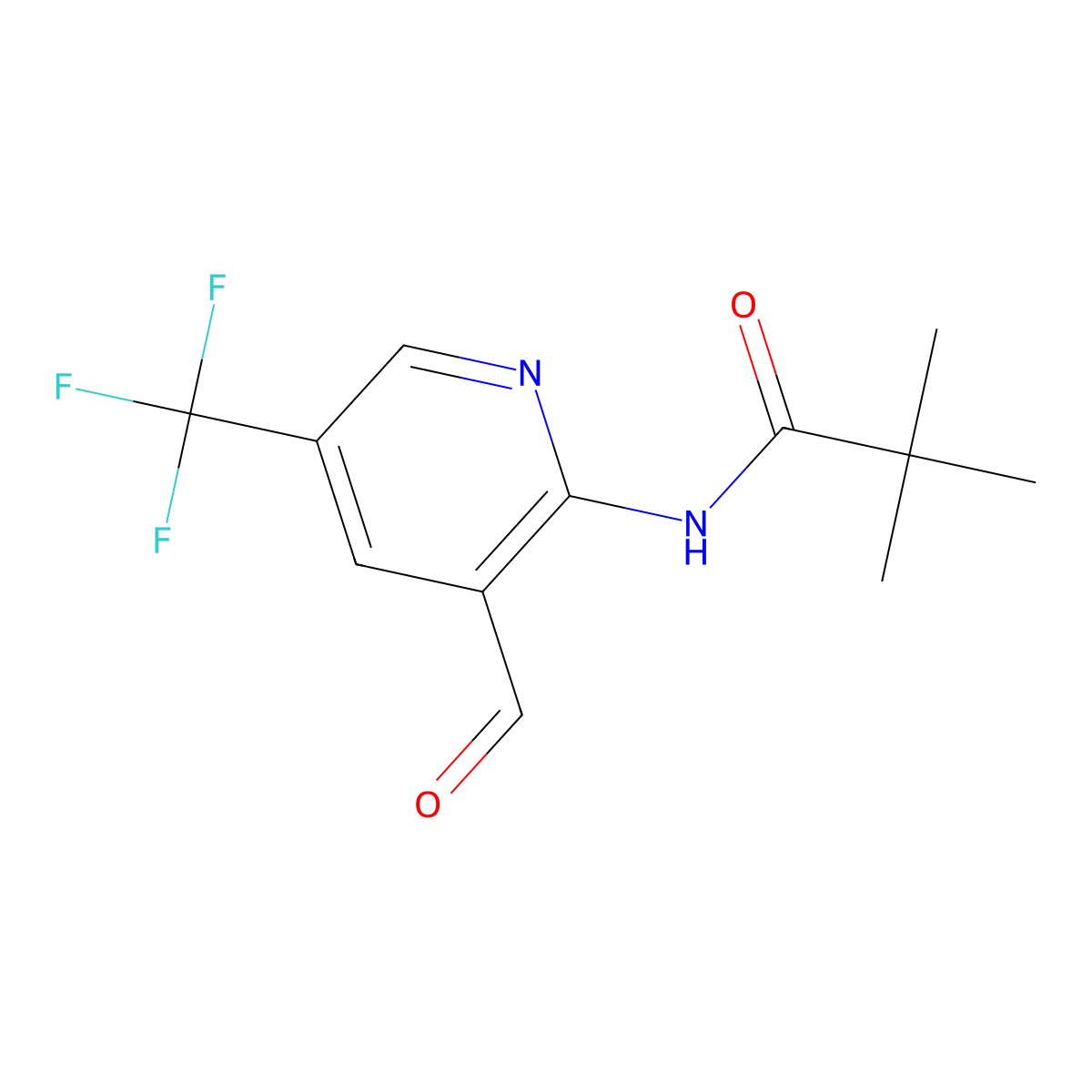 N-(3-Formyl-5-(trifluoromethyl)pyridin-2-yl)-pivalamide molecular structure, CAS 1261365-46-1