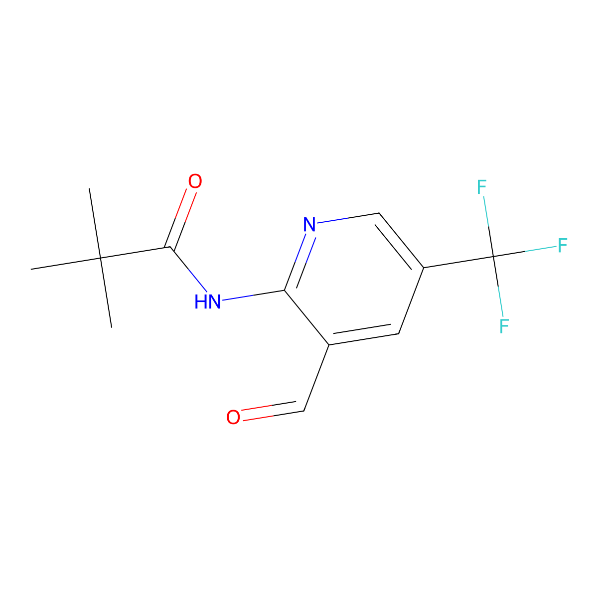 N-(3-Formyl-5-(trifluoromethyl)pyridin-2-yl)-pivalamide molecular structure, CAS 1261365-46-1