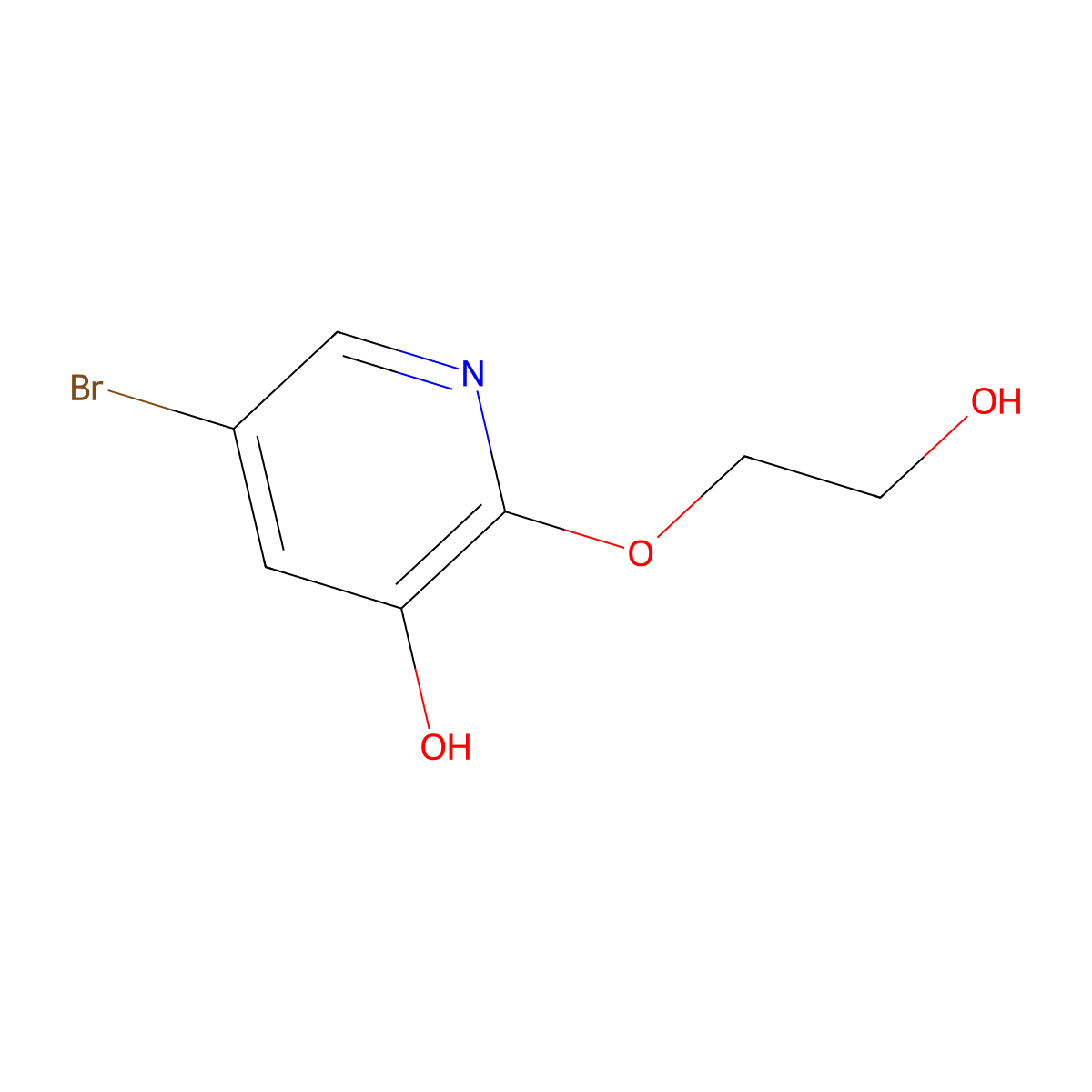 5-Bromo-2-(2-hydroxyethoxy)pyridin-3-ol molecular structure, CAS 1261365-48-3