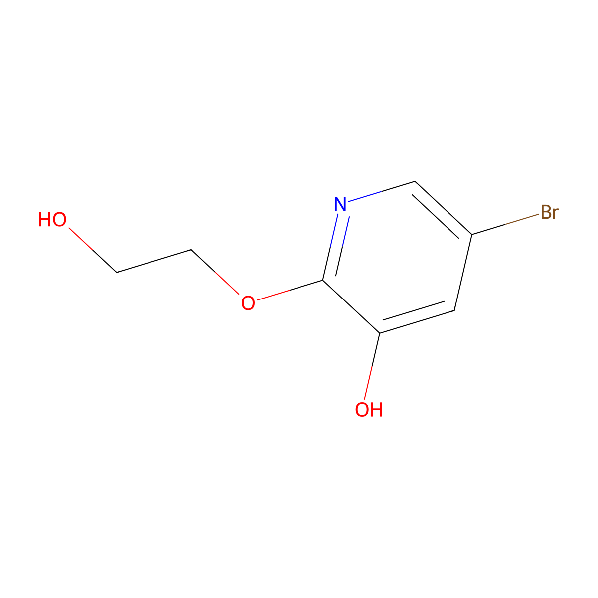 5-Bromo-2-(2-hydroxyethoxy)pyridin-3-ol molecular structure, CAS 1261365-48-3