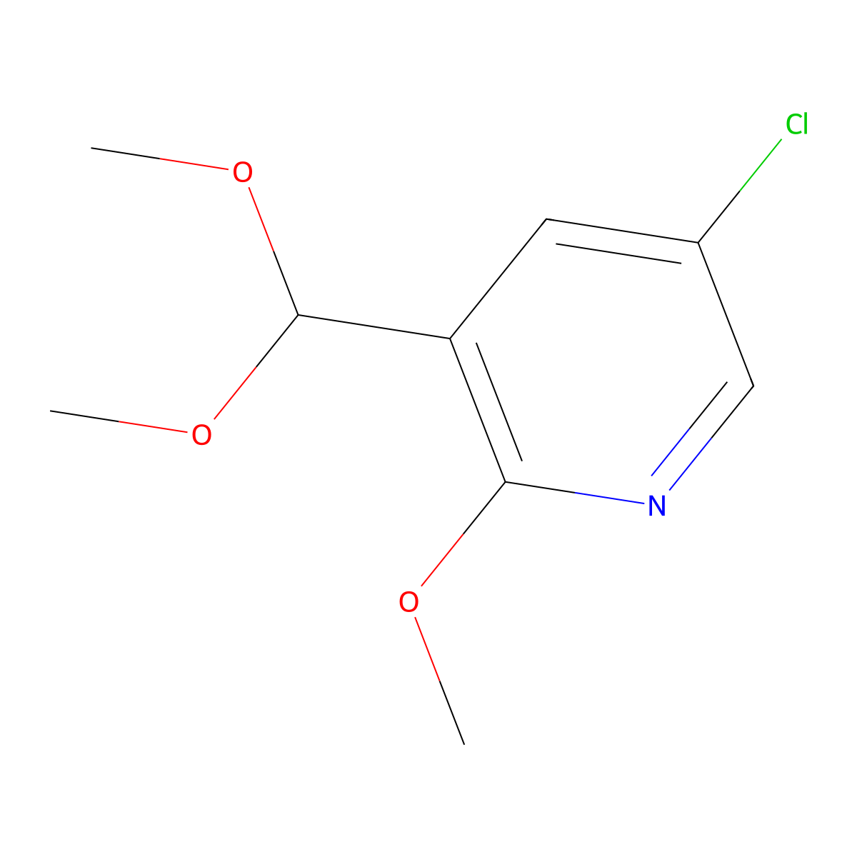 5-Chloro-3-(dimethoxymethyl)-2-methoxypyridine molecular structure, CAS 1261365-50-7