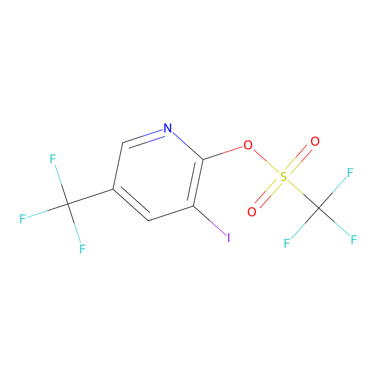 3-Iodo-5-(trifluoromethyl)pyridin-2-yl trifluoromethanesulfonate molecular structure, CAS 1261365-51-8
