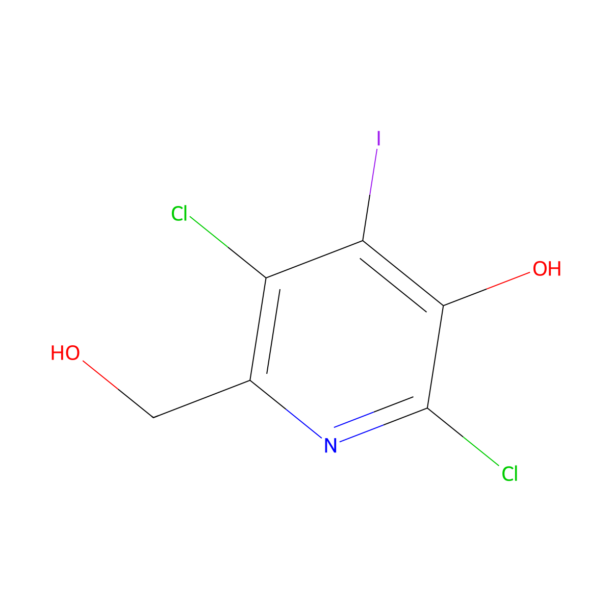 2,5-Dichloro-6-(hydroxymethyl)-4-iodopyridin-3-ol molecular structure, CAS 1261365-52-9