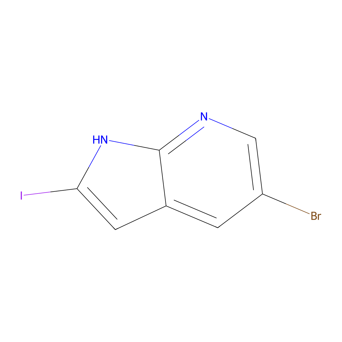 5-Bromo-2-iodo-1H-pyrrolo(2,3-b)pyridine molecular structure, CAS 1261365-56-3