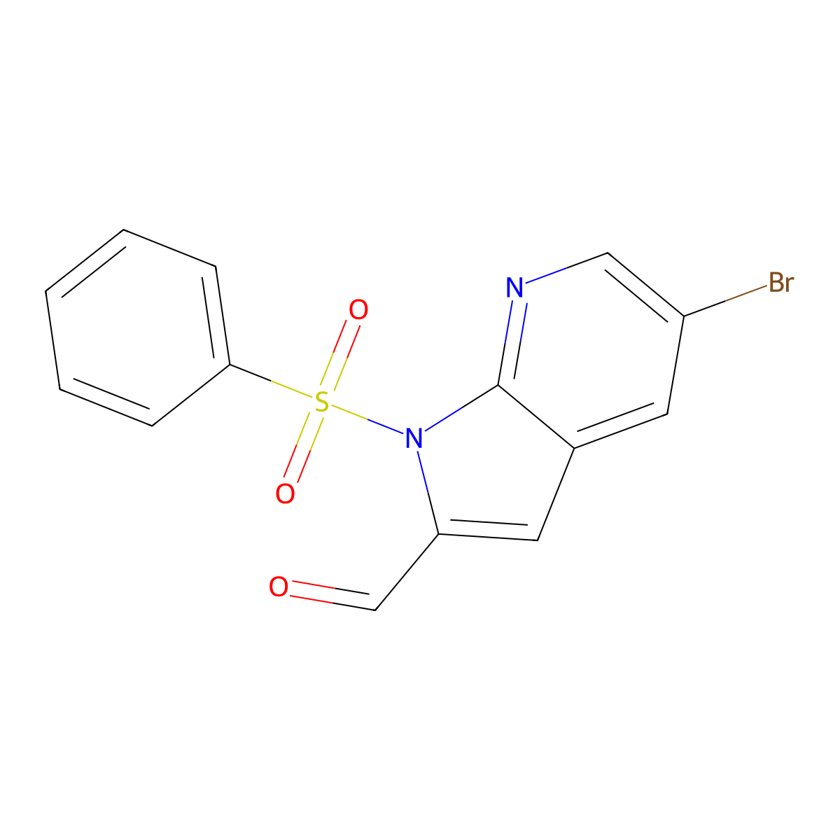 1H-Pyrrolo(2,3-b)pyridine-2-carboxaldehyde, 5-bromo-1-(phenylsulfonyl)- molecular structure, CAS 1261365-67-6