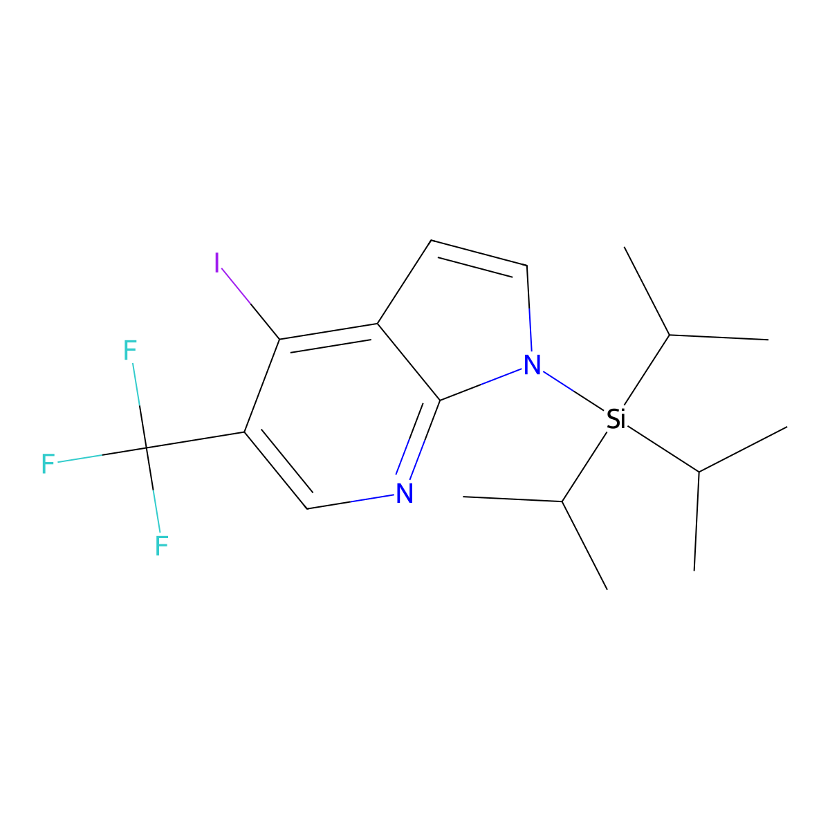 4-Iodo-5-(trifluoromethyl)-1-(triisopropylsilyl)-1H-pyrrolo[2,3-b]pyridine molecular structure, CAS 1261365-73-4