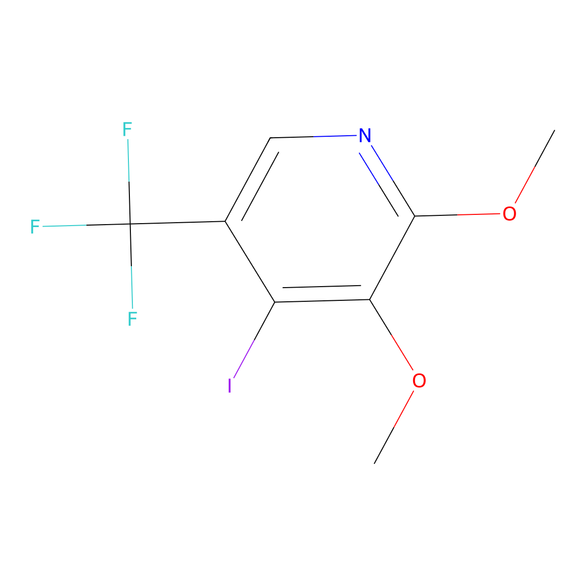 4-Iodo-2,3-dimethoxy-5-(trifluoromethyl)pyridine molecular structure, CAS 1261365-81-4