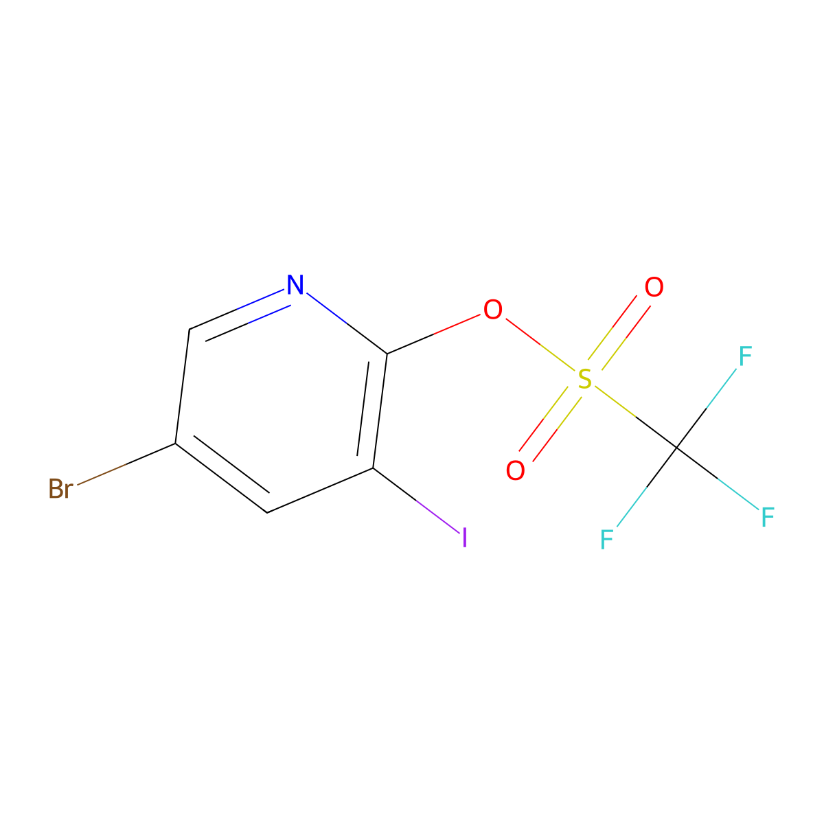 5-Bromo-3-iodopyridin-2-yl trifluoromethanesulfonate molecular structure, CAS 1261365-85-8