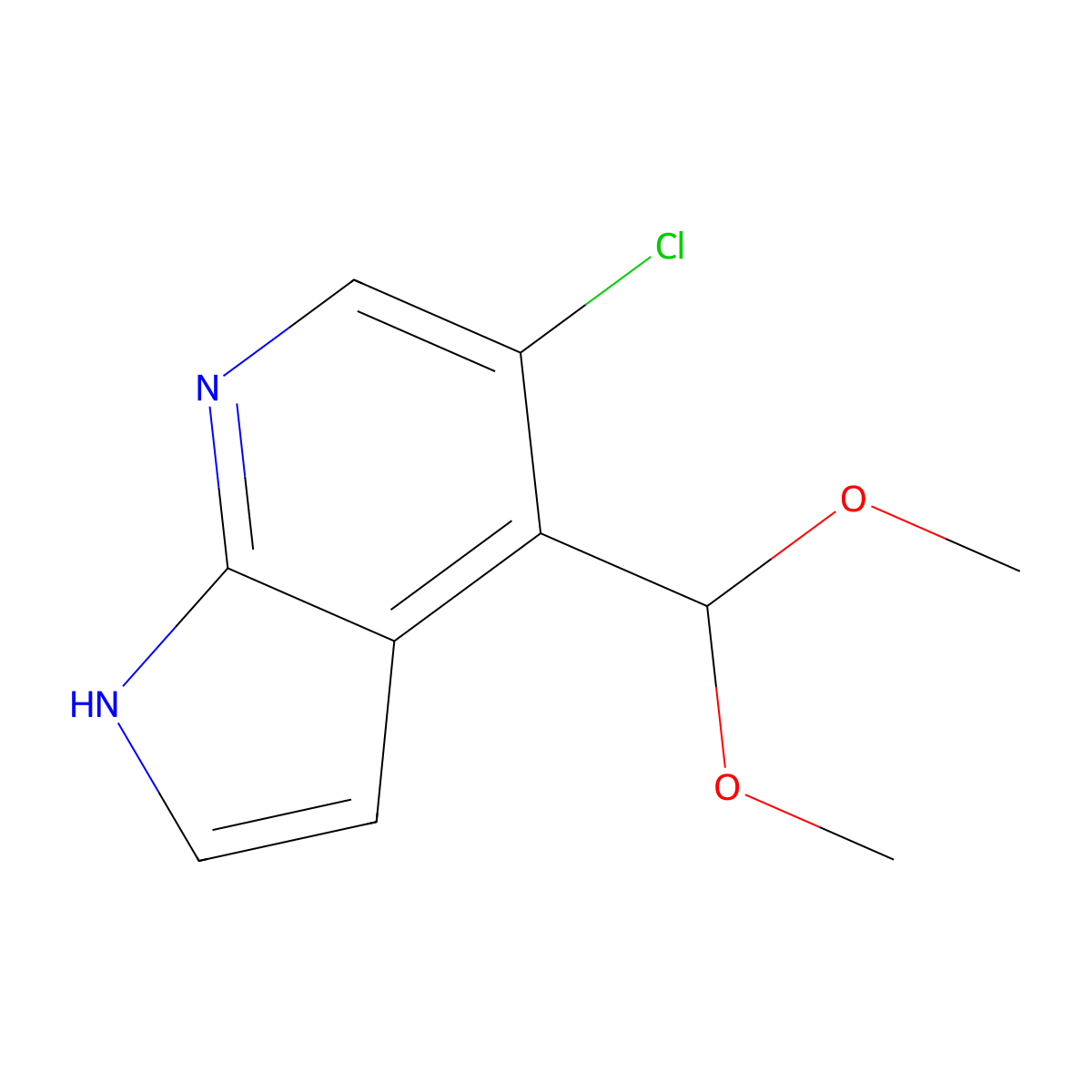 5-Chloro-4-(dimethoxymethyl)-1H-pyrrolo[2,3-b]pyridine molecular structure, CAS 1261365-92-7