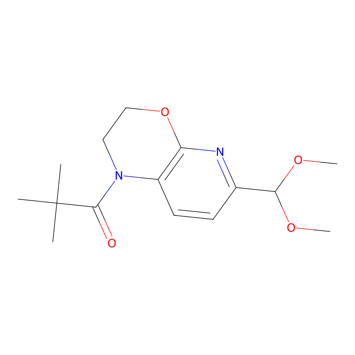 1-(6-(Dimethoxymethyl)-2,3-dihydro-1H-pyrido[2,3-b][1,4]oxazin-1-yl)-2,2-dimethylpropan-1-one molecular structure, CAS 1261365-93-8