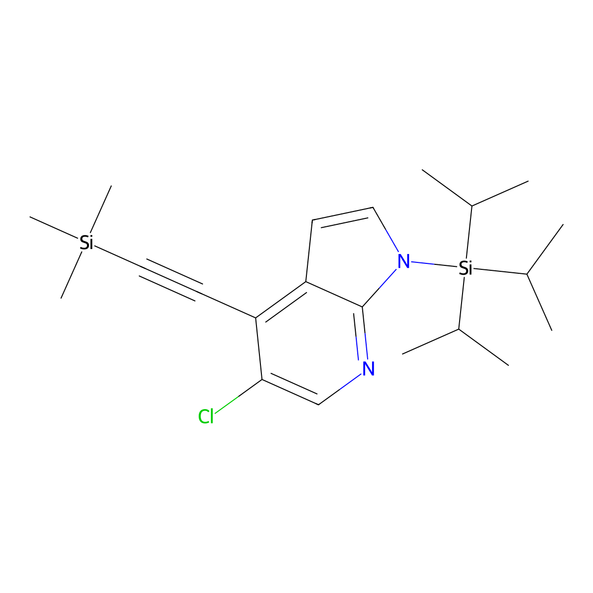 5-Chloro-1-(triisopropylsilyl)-4-((trimethylsilyl)-ethynyl)-1H-pyrrolo[2,3-b]pyridine molecular structure, CAS 1261365-96-1