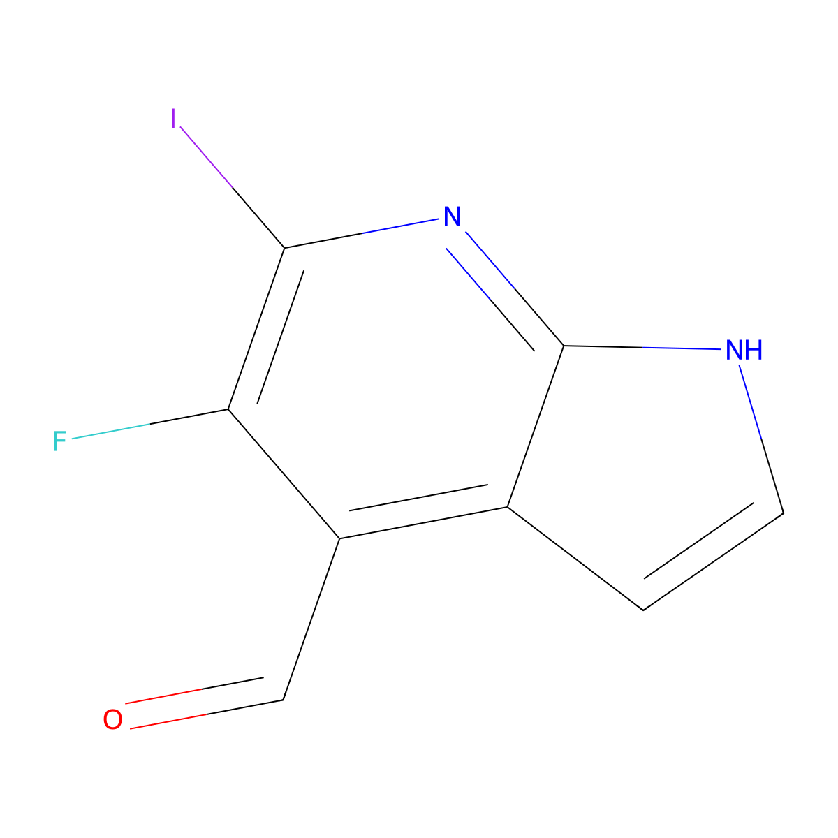 5-Fluoro-6-iodo-1H-pyrrolo[2,3-b]pyridine-4-carbaldehyde molecular structure, CAS 1261365-98-3