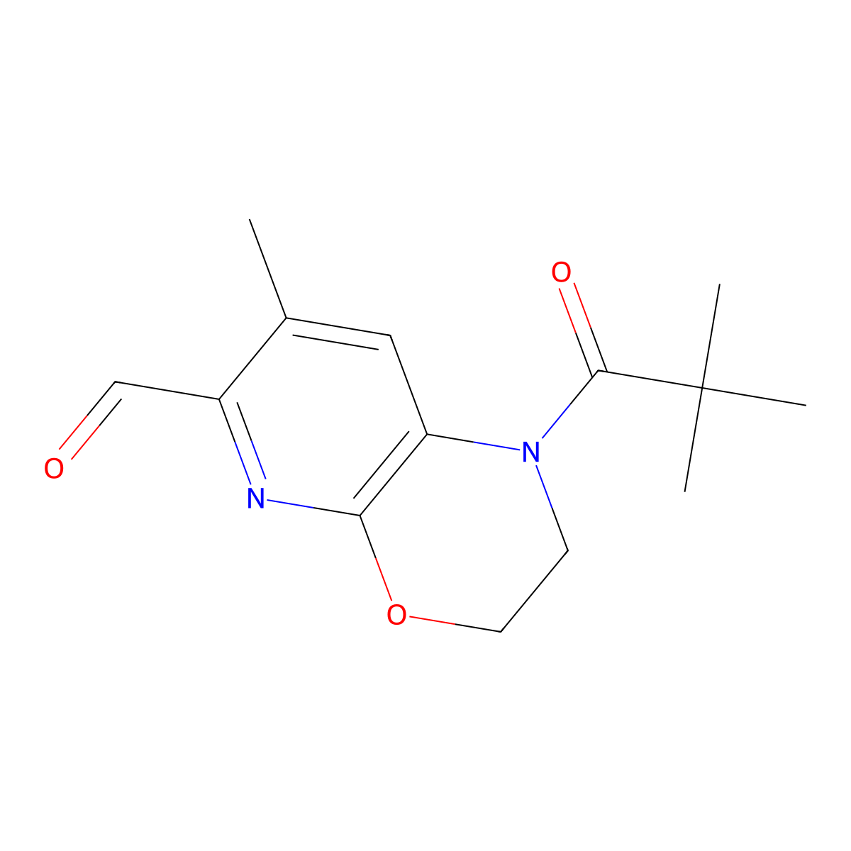 7-Methyl-1-pivaloyl-2,3-dihydro-1H-pyrido[2,3-b]-[1,4]oxazine-6-carbaldehyde molecular structure, CAS 1261366-00-0