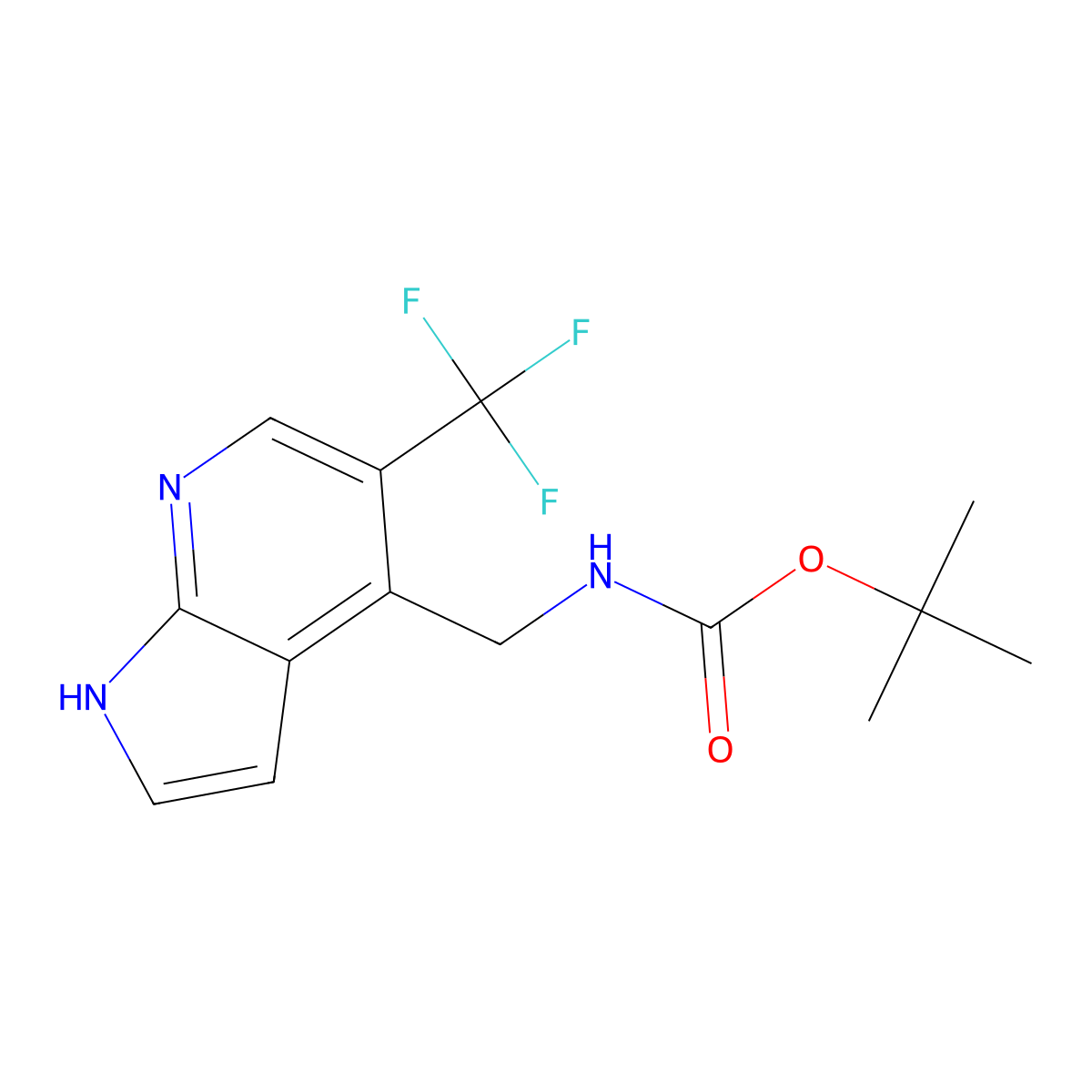 tert-Butyl ((5-(trifluoromethyl)-1H-pyrrolo[2,3-b]pyridin-4-yl)methyl)carbamate molecular structure, CAS 1261366-02-2