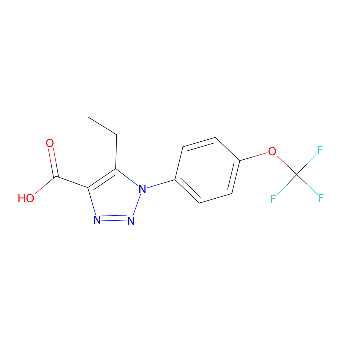 5-ethyl-1-[4-(trifluoromethoxy)phenyl]-1H-1,2,3-triazole-4-carboxylic acid molecular structure, CAS 1261366-04-4