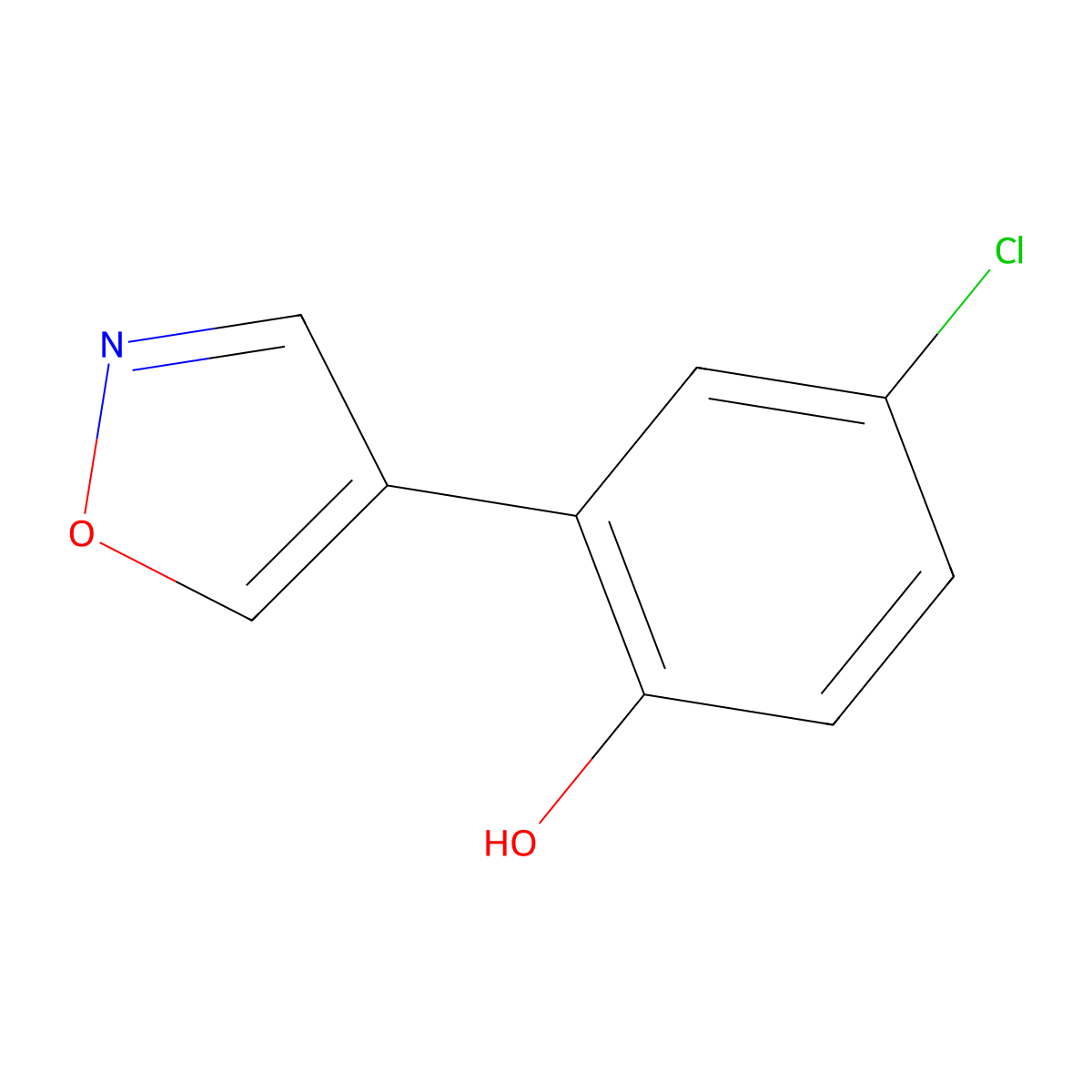 4-Chloro-2-(4-isoxazolyl)phenol molecular structure, CAS 1261366-09-9