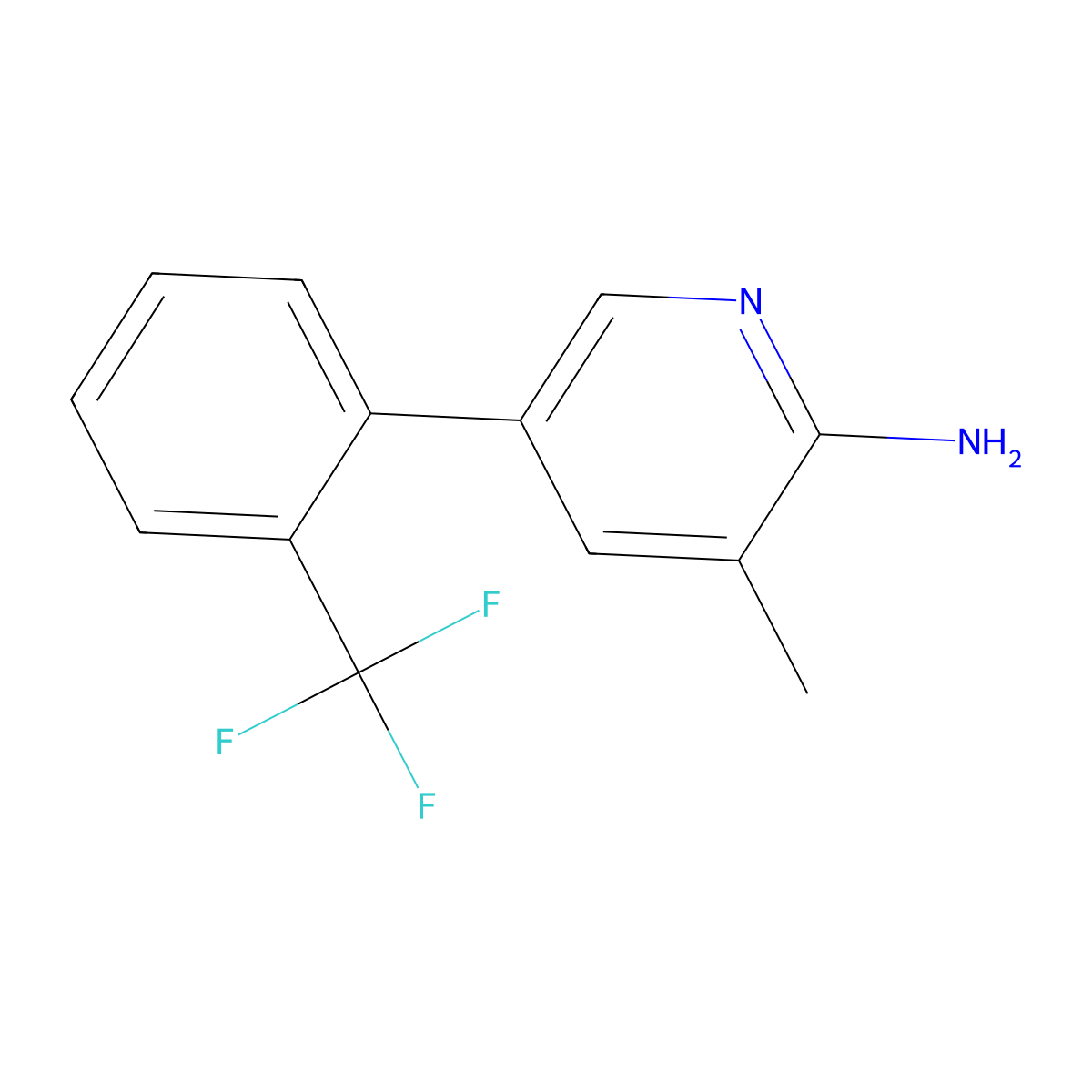3-Methyl-5-(2-(trifluoromethyl)phenyl)pyridin-2-amine molecular structure, CAS 1261436-83-2