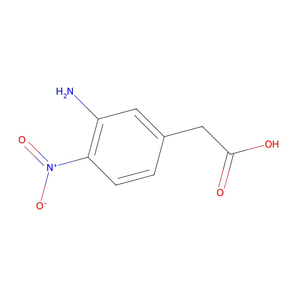 2-(3-Amino-4-nitrophenyl)acetic acid molecular structure, CAS 1261438-26-9