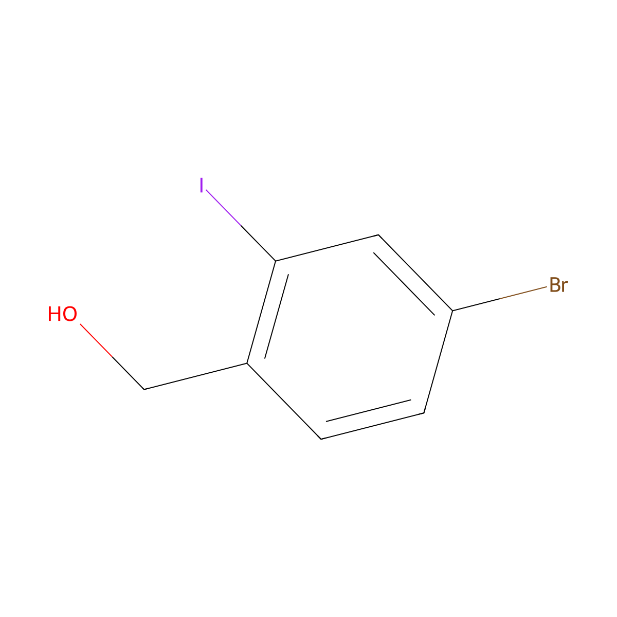 Benzenemethanol, 4-bromo-2-iodo- molecular structure, CAS 1261438-69-0