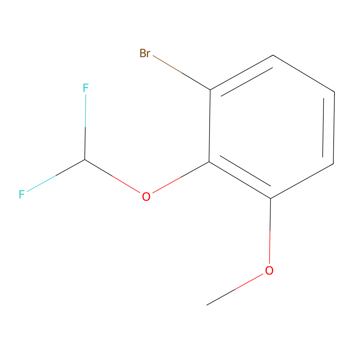1-Bromo-2-(difluoromethoxy)-3-methoxybenzene molecular structure, CAS 1261439-06-8