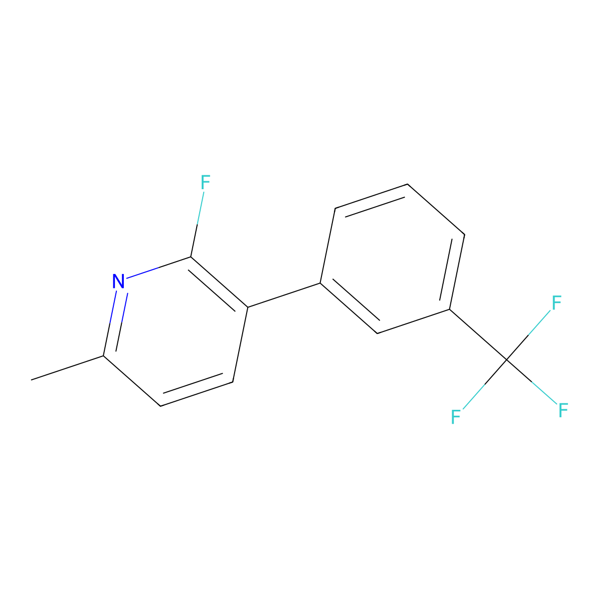 2-Fluoro-6-methyl-3-[3-(trifluoromethyl)phenyl]pyridine molecular structure, CAS 1261439-68-2