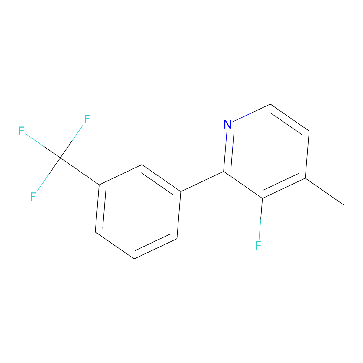 3-Fluoro-4-methyl-2-(3-(trifluoromethyl)phenyl)pyridine molecular structure, CAS 1261439-69-3
