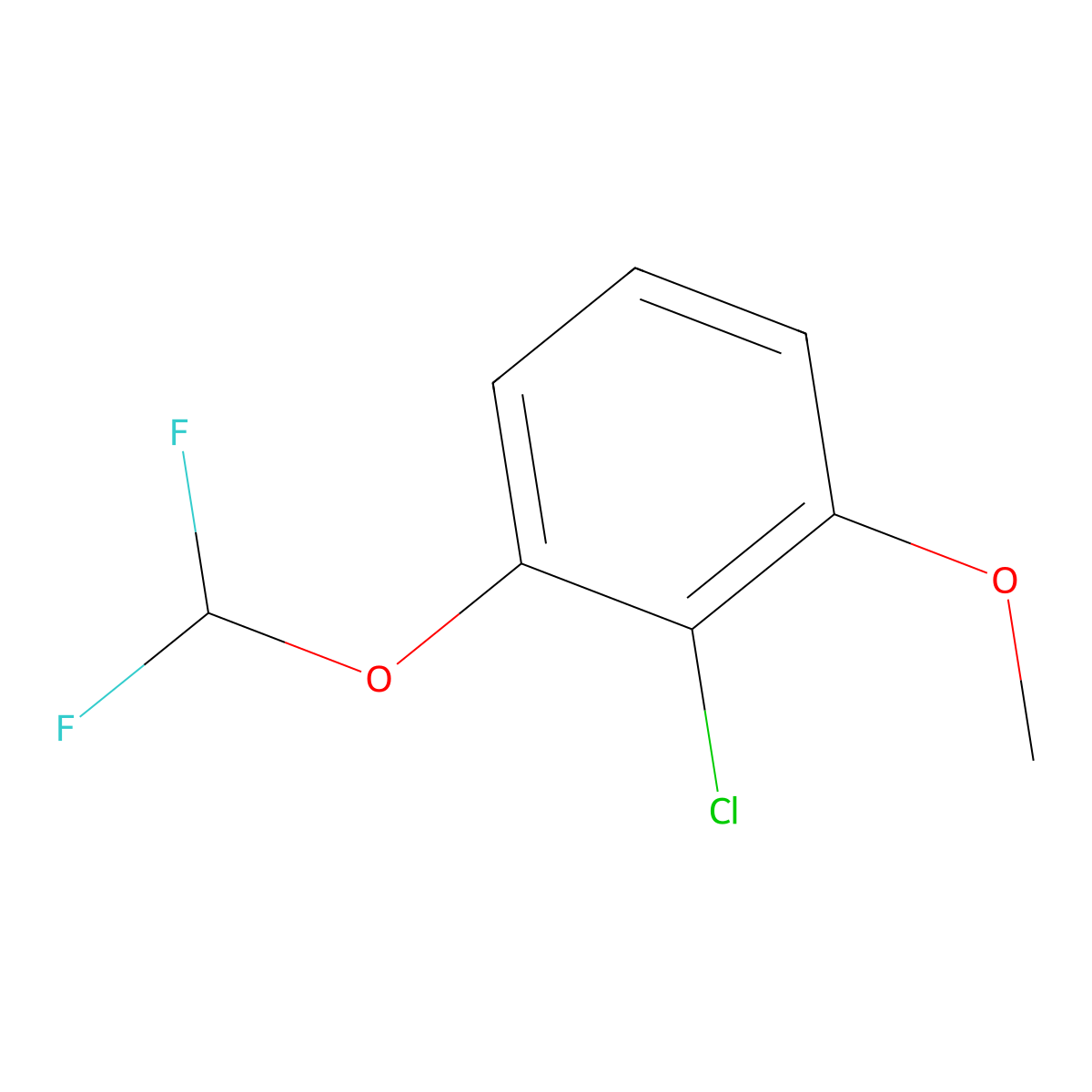 2-Chloro-1-(difluoromethoxy)-3-methoxybenzene molecular structure, CAS 1261439-97-7