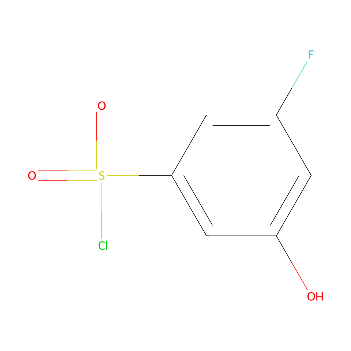 3-Fluoro-5-hydroxybenzene-1-sulfonyl chloride molecular structure, CAS 1261441-64-8