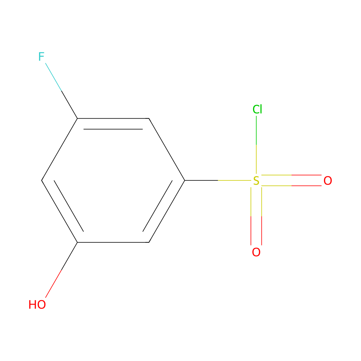 3-Fluoro-5-hydroxybenzene-1-sulfonyl chloride molecular structure, CAS 1261441-64-8