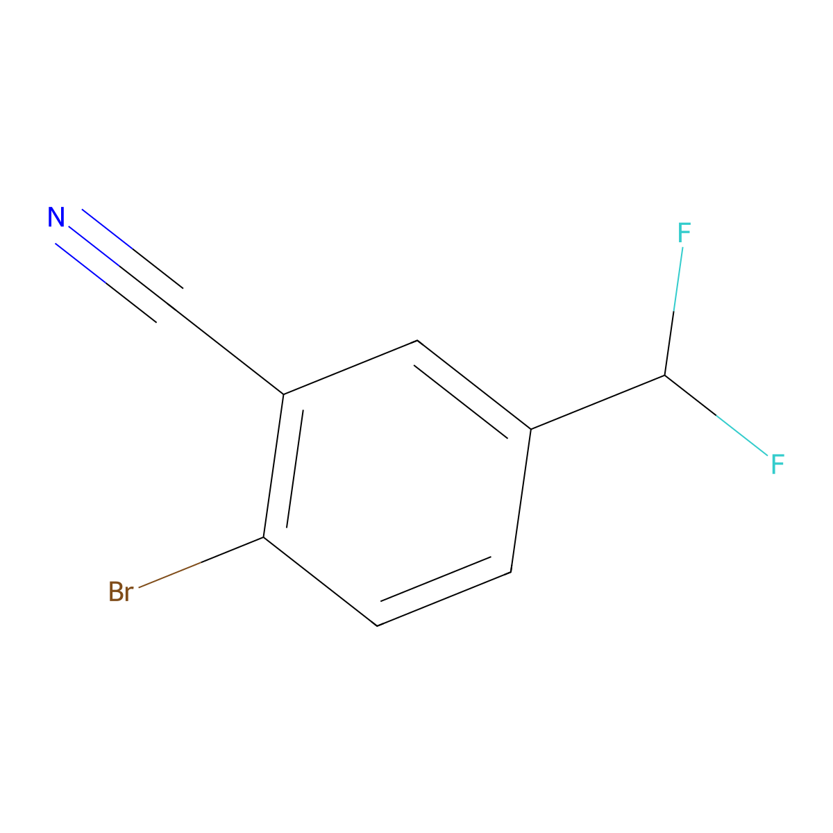 2-Bromo-5-(difluoromethyl)benzonitrile molecular structure, CAS 1261441-87-5