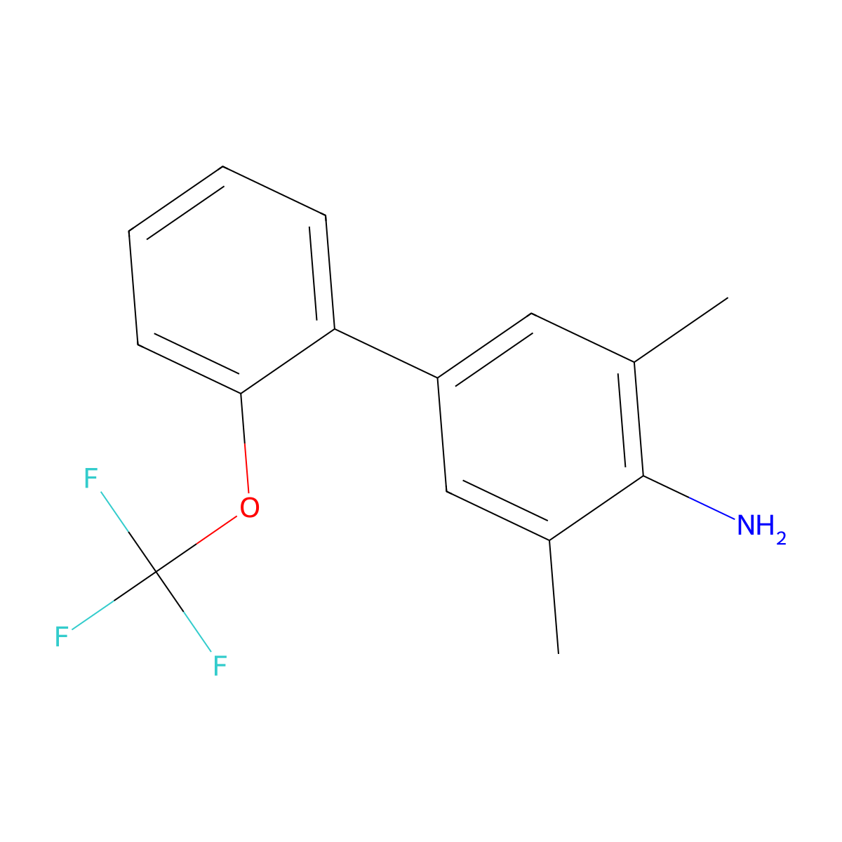 3,5-Dimethyl-2'-(trifluoromethoxy)-[1,1'-biphenyl]-4-amine molecular structure, CAS 1261443-62-2
