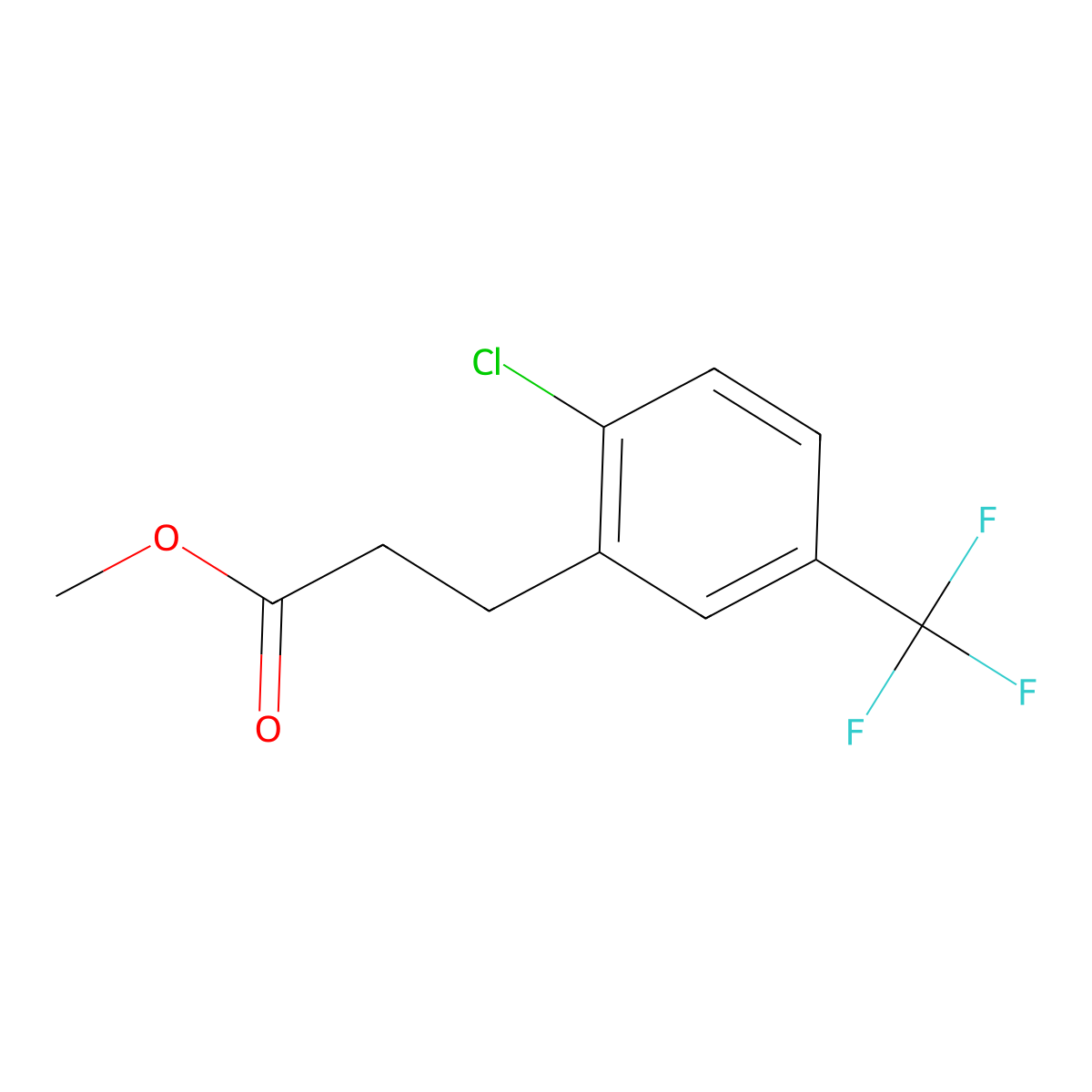 Methyl 3-[2-chloro-5-(trifluoromethyl)phenyl]propanoate molecular structure, CAS 1261444-02-3