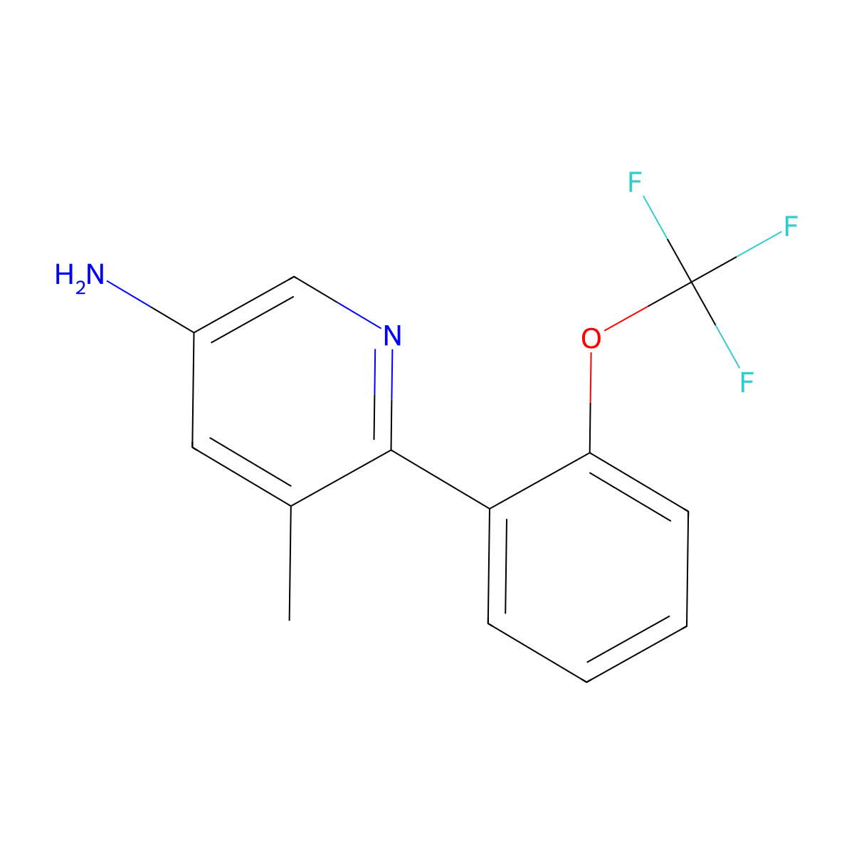 5-Amino-3-methyl-2-(2-(trifluoromethoxy)phenyl)pyridine molecular structure, CAS 1261444-23-8